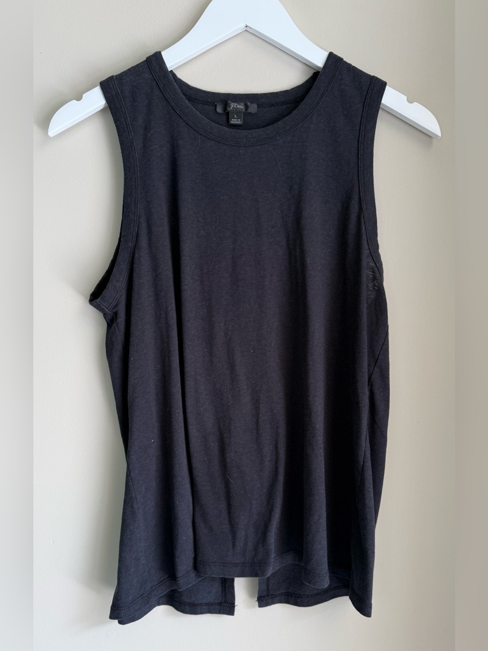 J Crew Relaxed Fit Yoga Black Open Back Tank- Size L